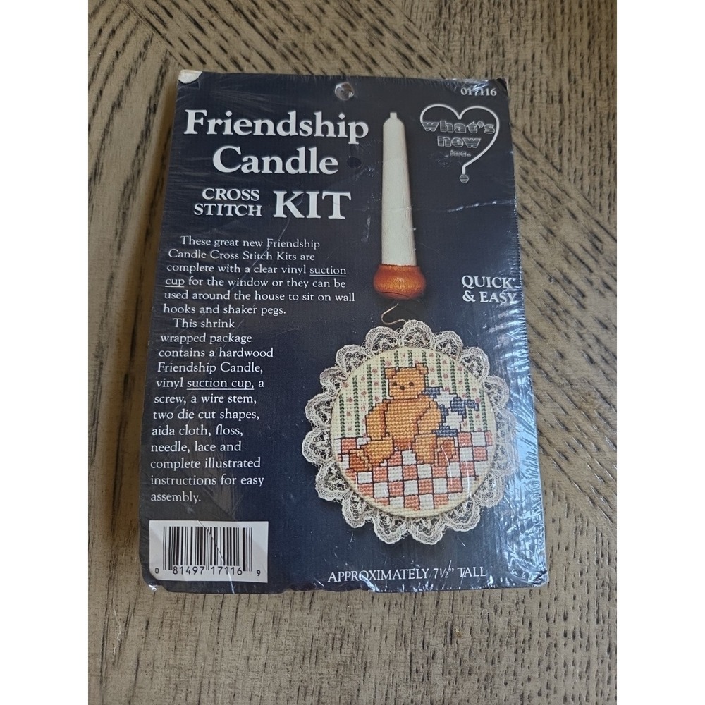 Vintage Cross Stitch Friendship Candle Kit NOS New Bear Teddy Bear Crossstitch